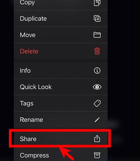 Tap share button