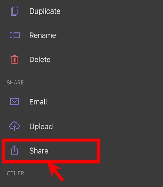 Atingeți butonul Share video